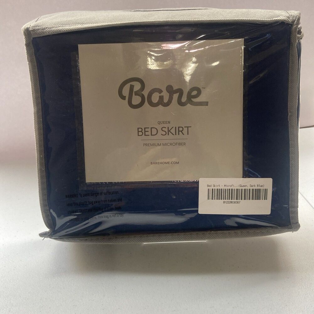 Bare Home Ultra Soft Premium Microfiber Bed Skirt Queen Dark Blue Navy Blue New